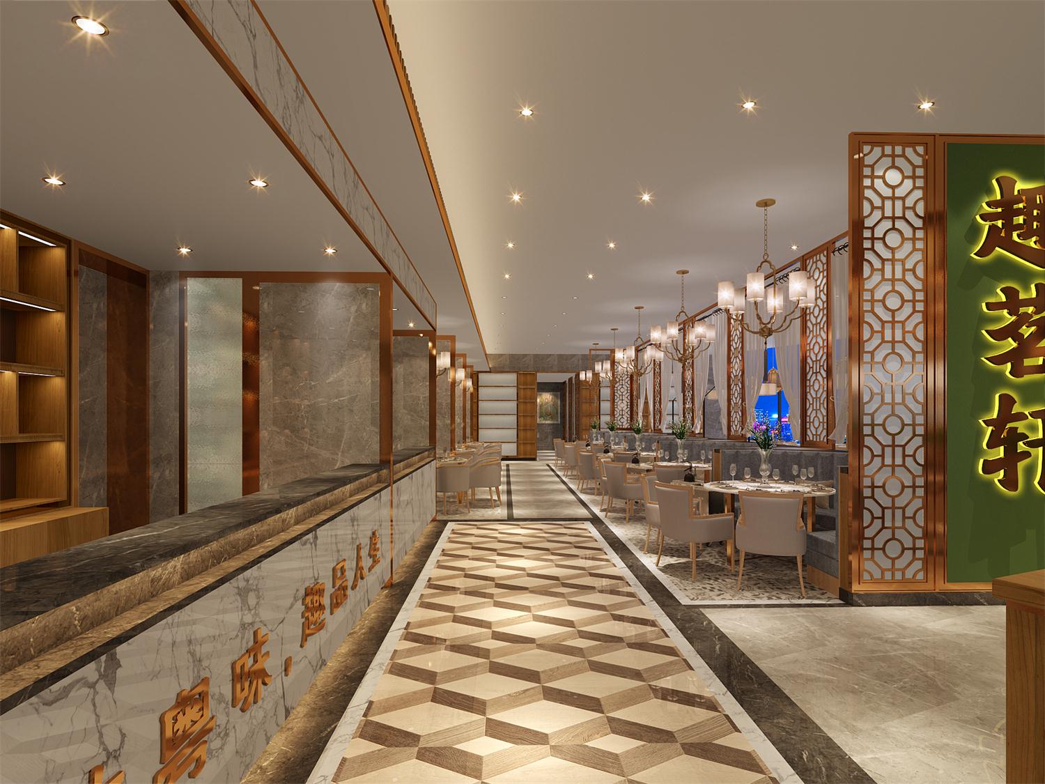 粤式早茶深圳餐厅空间设计——趣茗轩创意茶楼出餐区空间设计